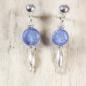 Preview: Kleine Edelstein-Ohrringe mit echtem hellblauen Disthen und 925 Sterling Silber , auch mit Clips