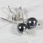 Preview: Bequeme Ohrclips mit schwarzen Muschelkern-Perlen und  Silber