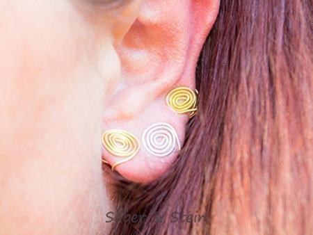 Silberne Ohr-Klemmen mit Spirale - endlich Stecker für Frauen ohne Ohrloch! -