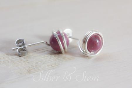 Kleine Rubin-Ohrstecker mit echtem rotem Rubin und 925 Sterling Silber