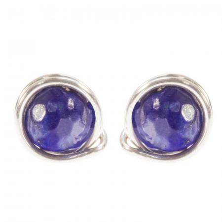 Dunkelblaue Edelstein-Stecker mit Lapislazuli und 925 Silber