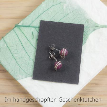 Kleine Rubin-Ohrstecker mit echtem rotem Rubin und 925 Sterling Silber