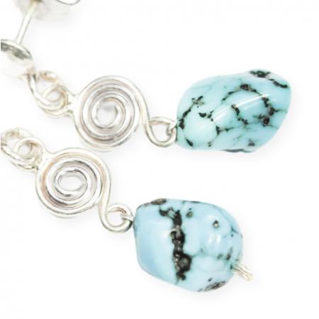 Kleine Türkis-Ohrringe mit echtem Türkis und 925 Sterling Silber