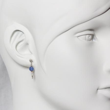 Kleine Edelstein-Ohrringe mit echtem hellblauen Disthen und 925 Sterling Silber , auch mit Clips