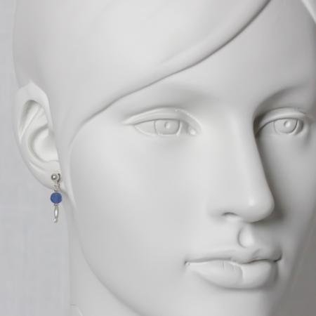 Kleine Edelstein-Ohrringe mit echtem hellblauen Disthen und 925 Sterling Silber , auch mit Clips