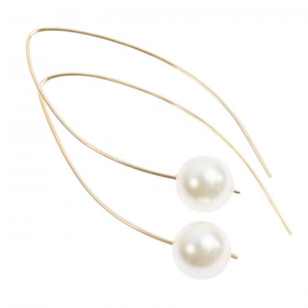Lange elegante Perlen-Ohrringe mit weißen Muschelkern-Perlen