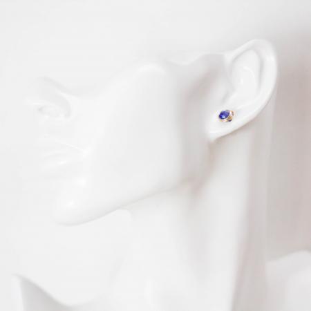 Blaue vergoldete Edelstein-Ohrstecker Lapislazuli