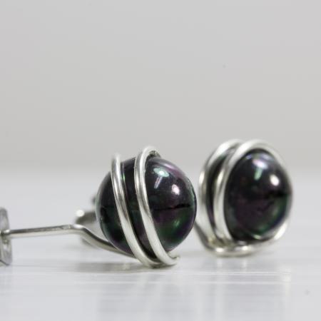 Schwarze Perlen-Ohrstecker Silber