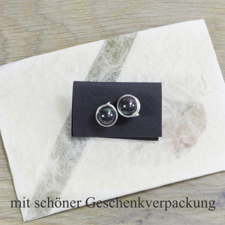Schwarze Perlen-Ohrstecker Silber