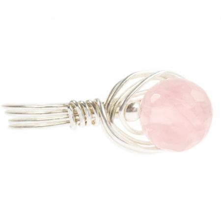 Ring mit facettiertem Rosenquarz Silber