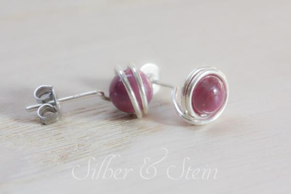 Kleine Rubin-Ohrstecker mit echtem rotem Rubin und 925 Sterling Silber
