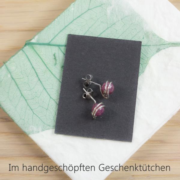 Kleine Rubin-Ohrstecker mit echtem rotem Rubin und 925 Sterling Silber