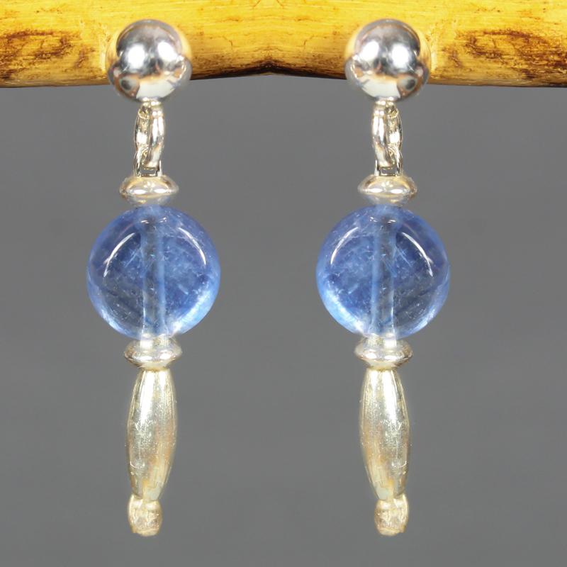 Kleine Edelstein-Ohrringe mit echtem hellblauen Disthen und 925 Sterling Silber , auch mit Clips