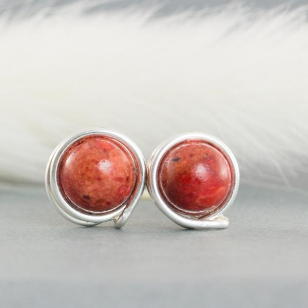 Schaumkoralle Ohrstecker 11 mm 925 Silber E7418 Coral studs 