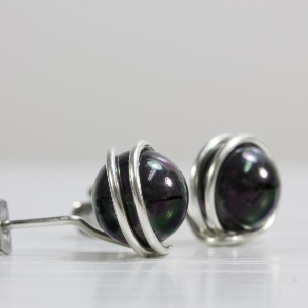 Schwarze Perlen-Ohrstecker Silber